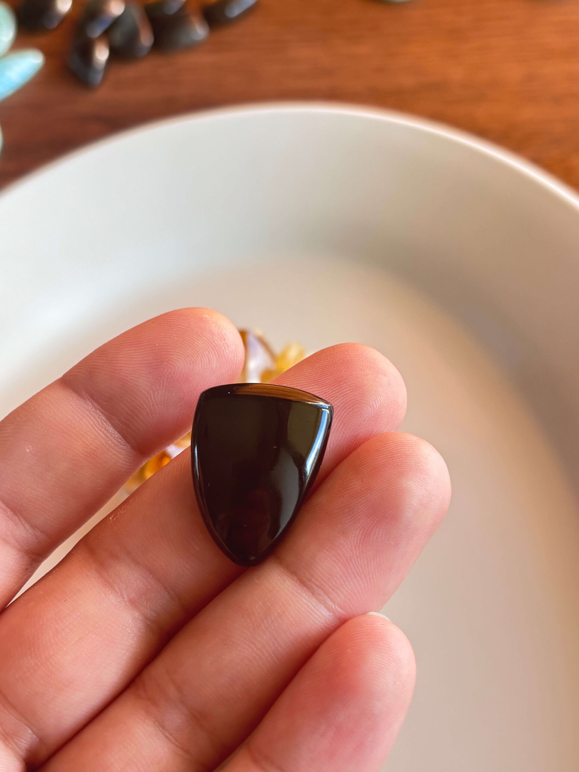 28mm Black Onyx Cabochon for Macramé Pendants - Image 2
