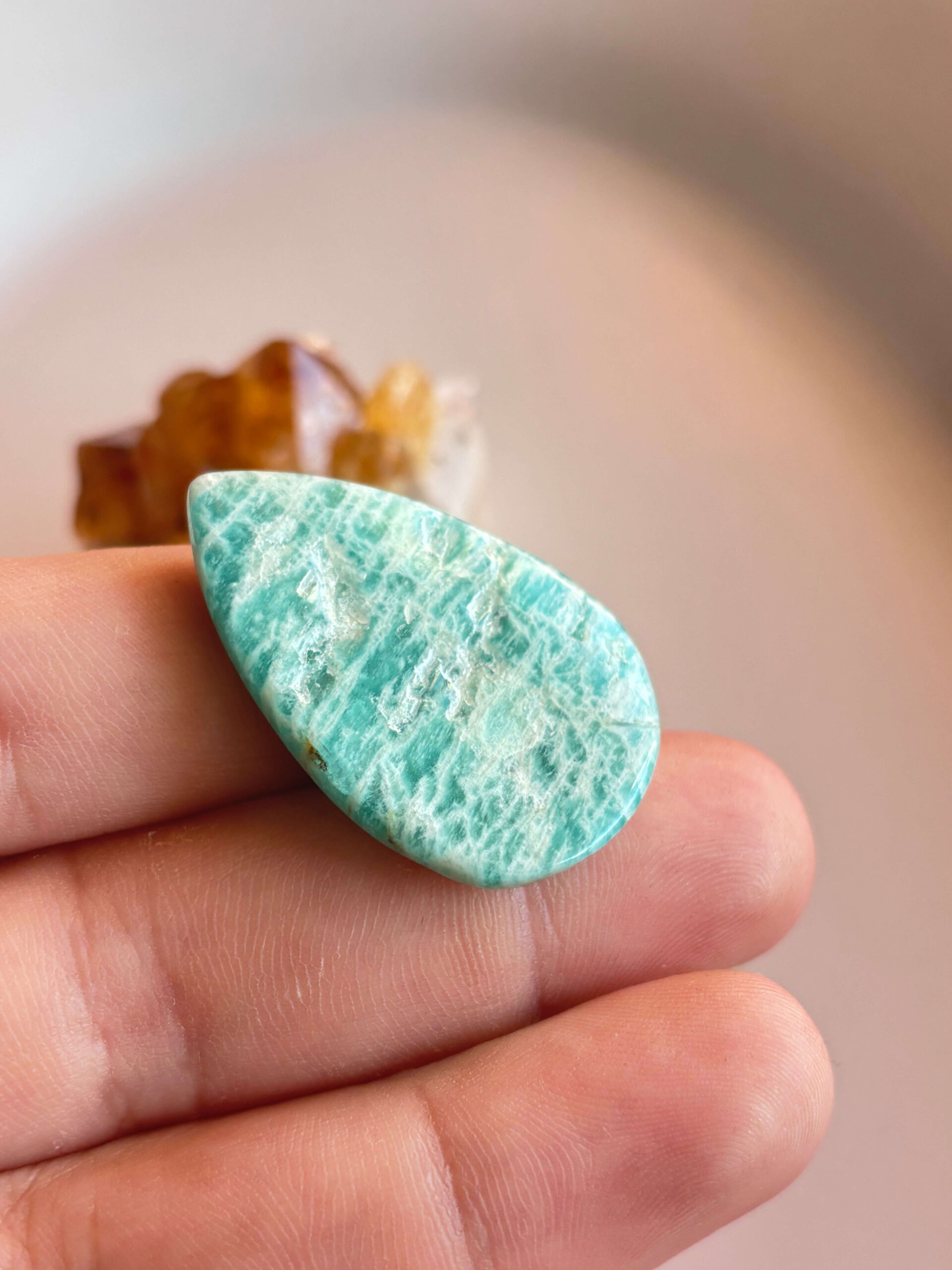 38mm Amazonite Cabochon for Macramé Pendants - Image 2