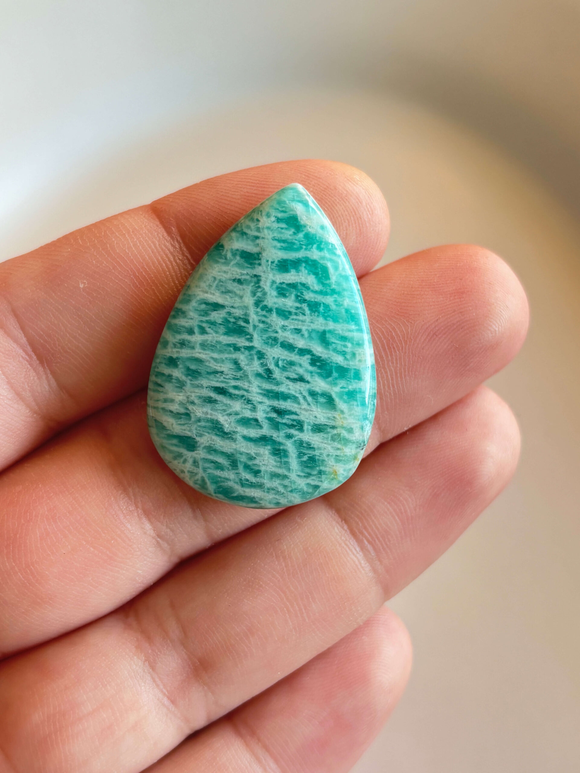 38mm Amazonite Cabochon for Macramé Pendants - Image 3