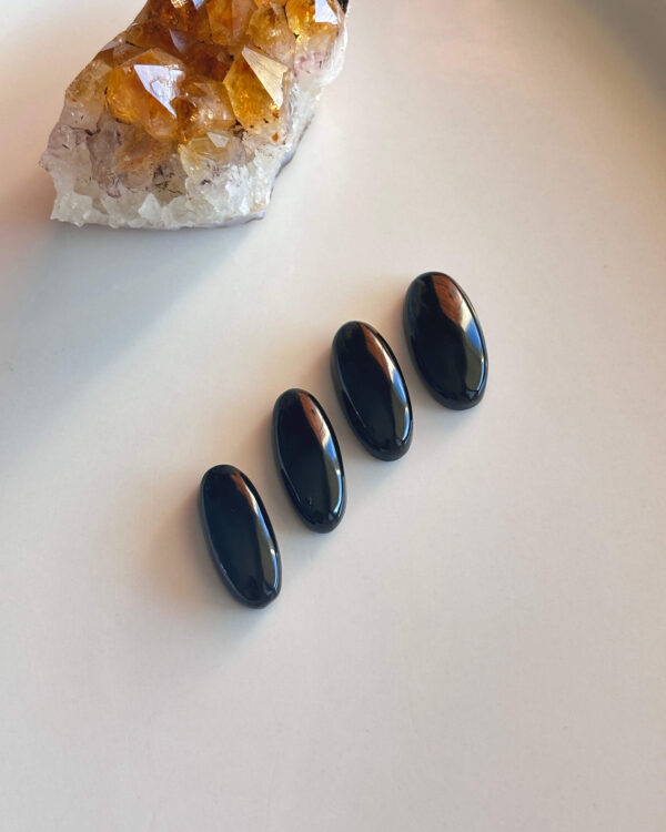 27–28 Oval Black Onyx Cabochon – Genuine Undyed Stone