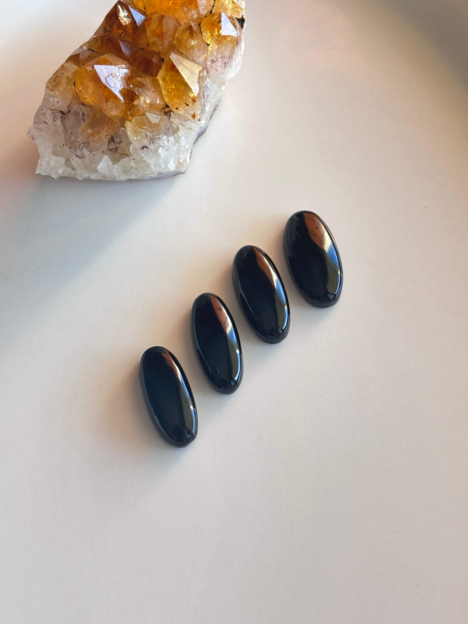 27–28 Oval Black Onyx Cabochon – Genuine Undyed Stone