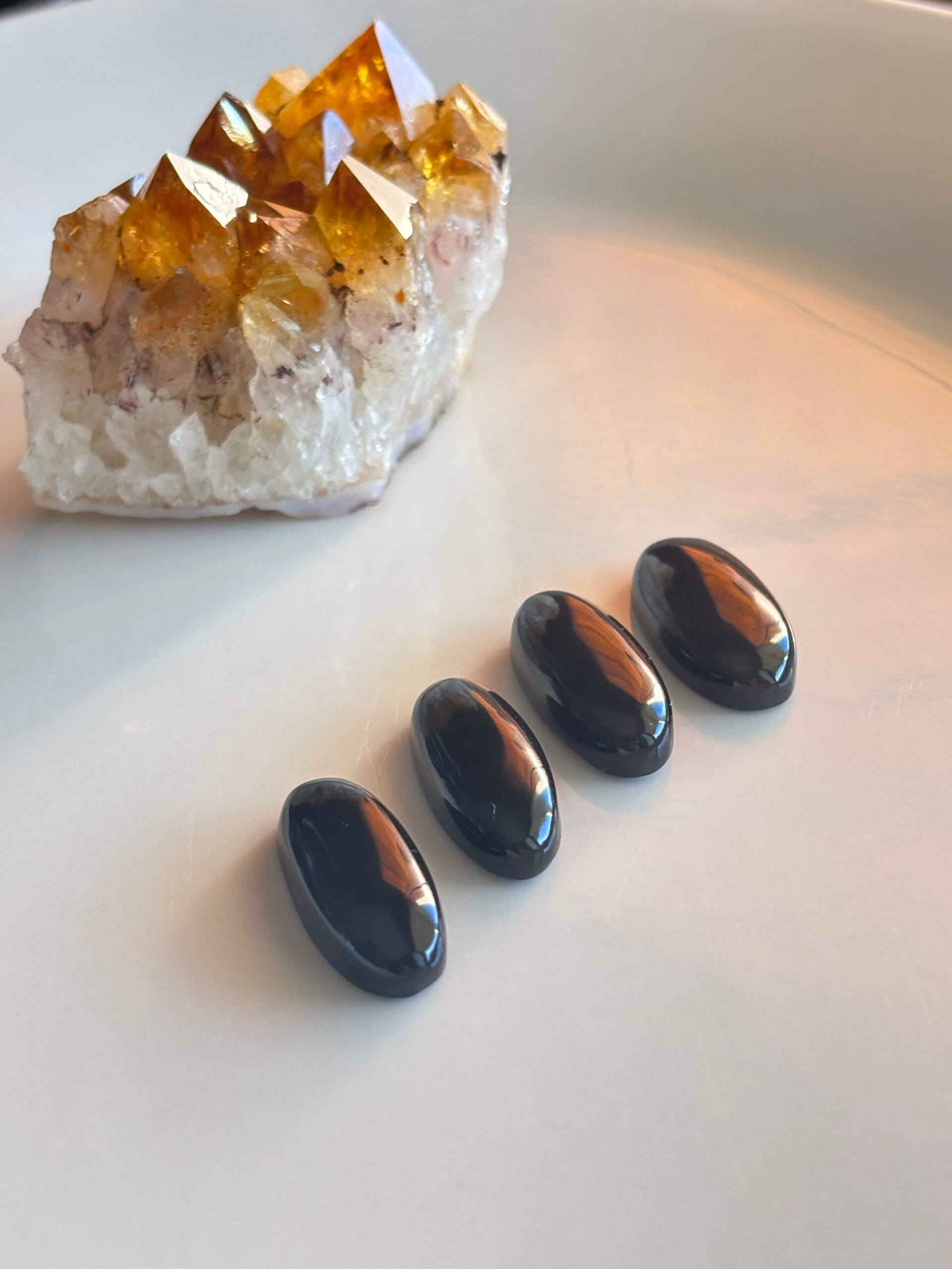 27–28 Oval Black Onyx Cabochon – Genuine Undyed Stone - Image 3