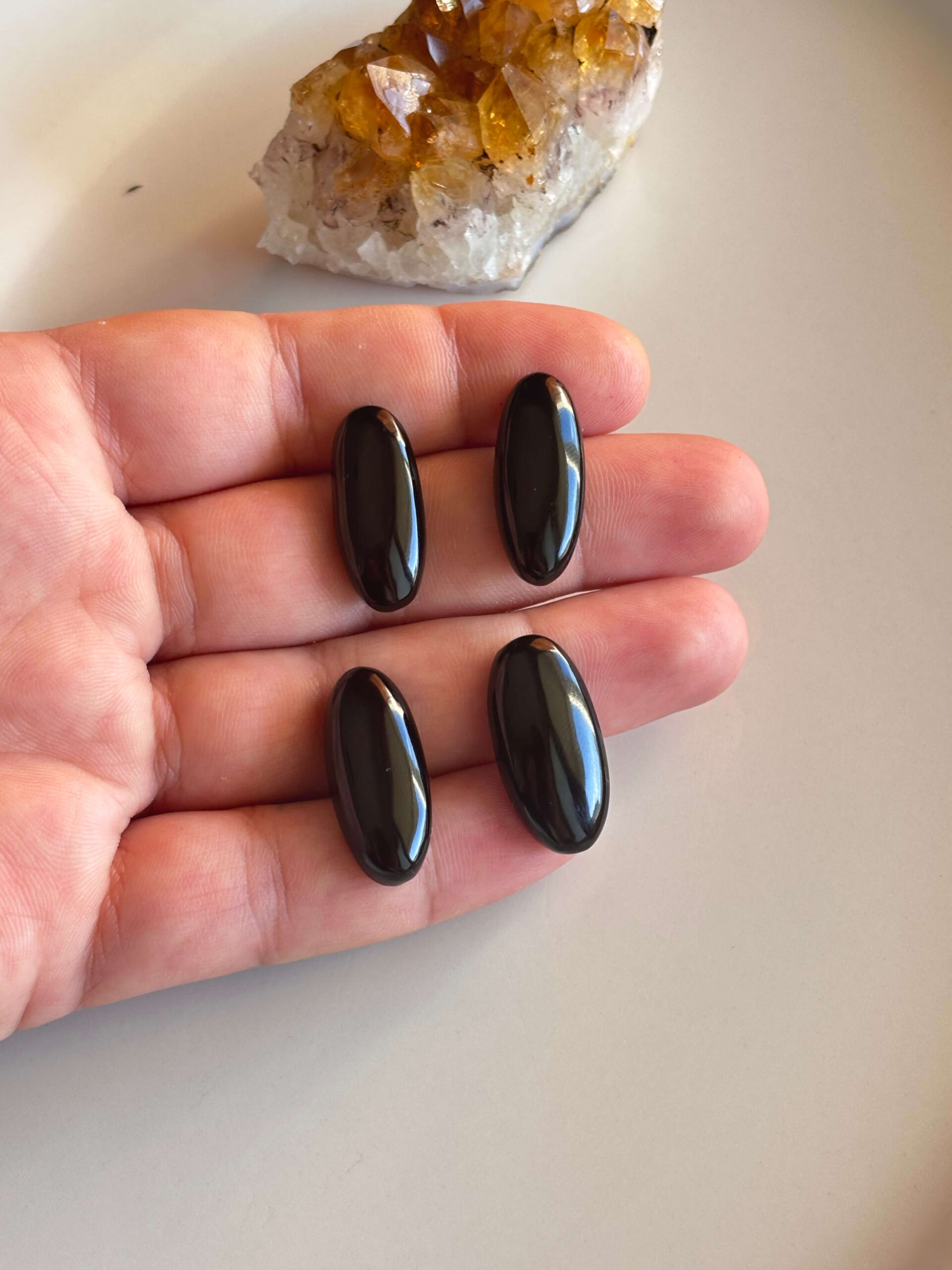 27–28 Oval Black Onyx Cabochon – Genuine Undyed Stone - Image 2