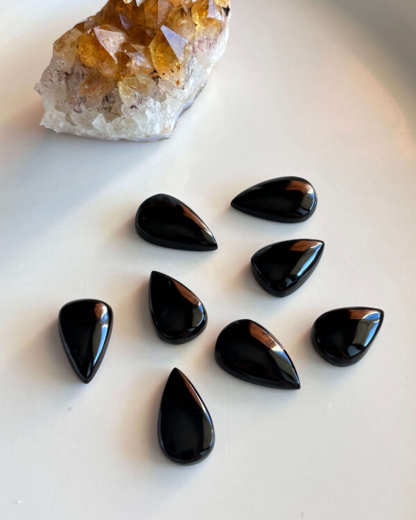 Drop Black Onyx Cabochon – Genuine Undyed Stone