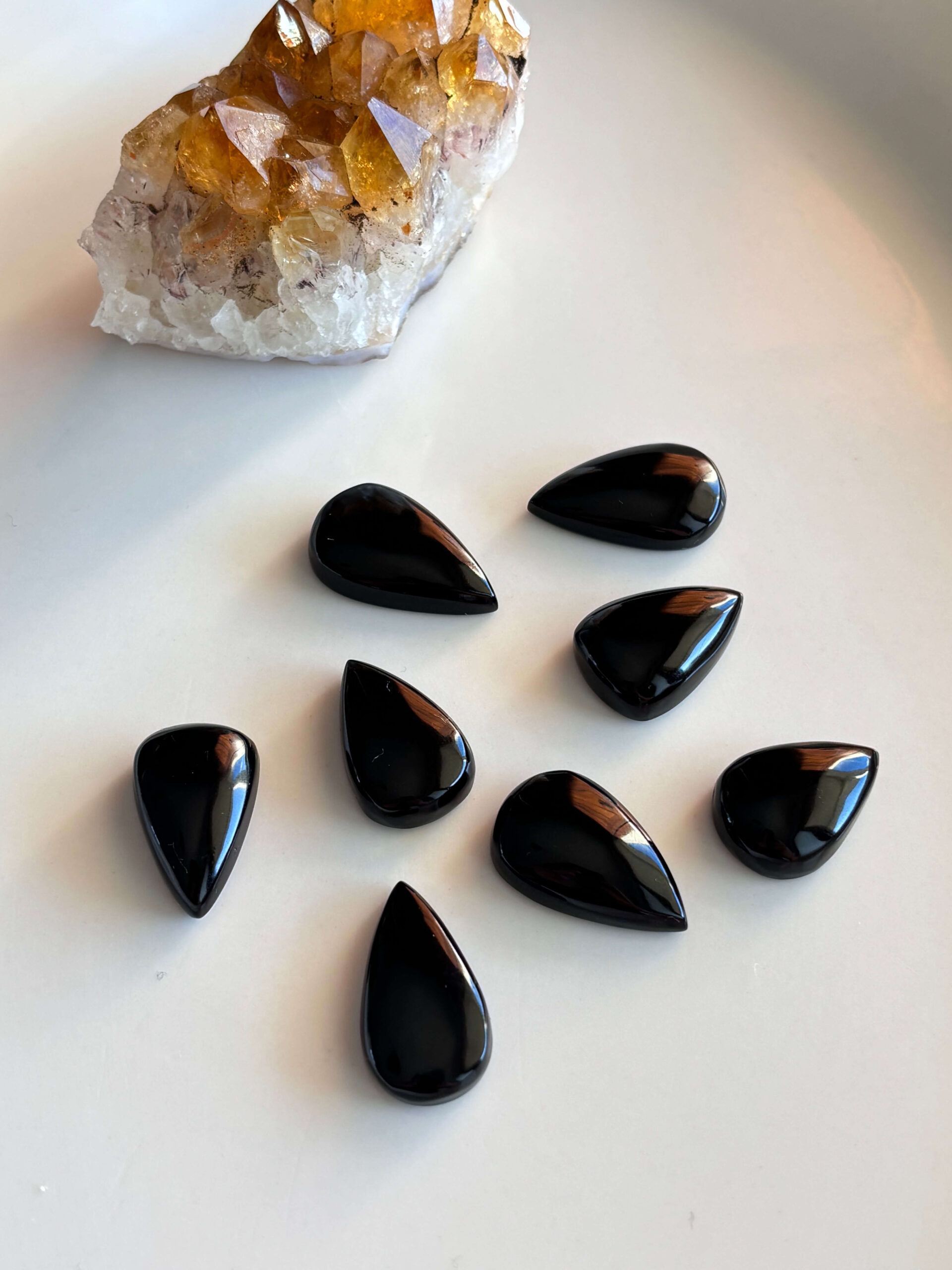 Drop Black Onyx Cabochon – Genuine Undyed Stone