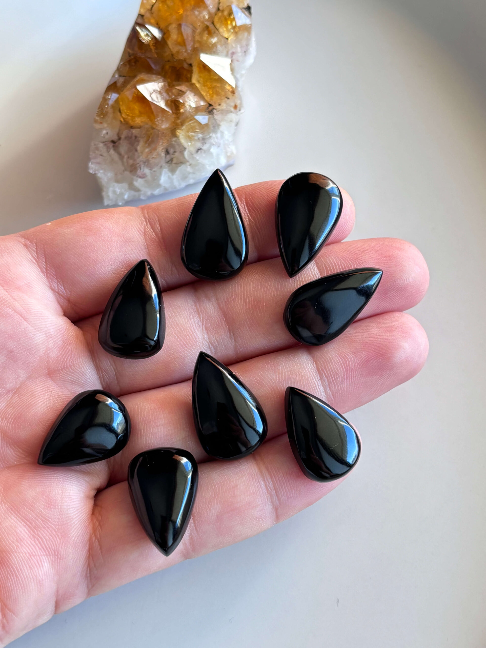 Drop Black Onyx Cabochon – Genuine Undyed Stone - Image 2