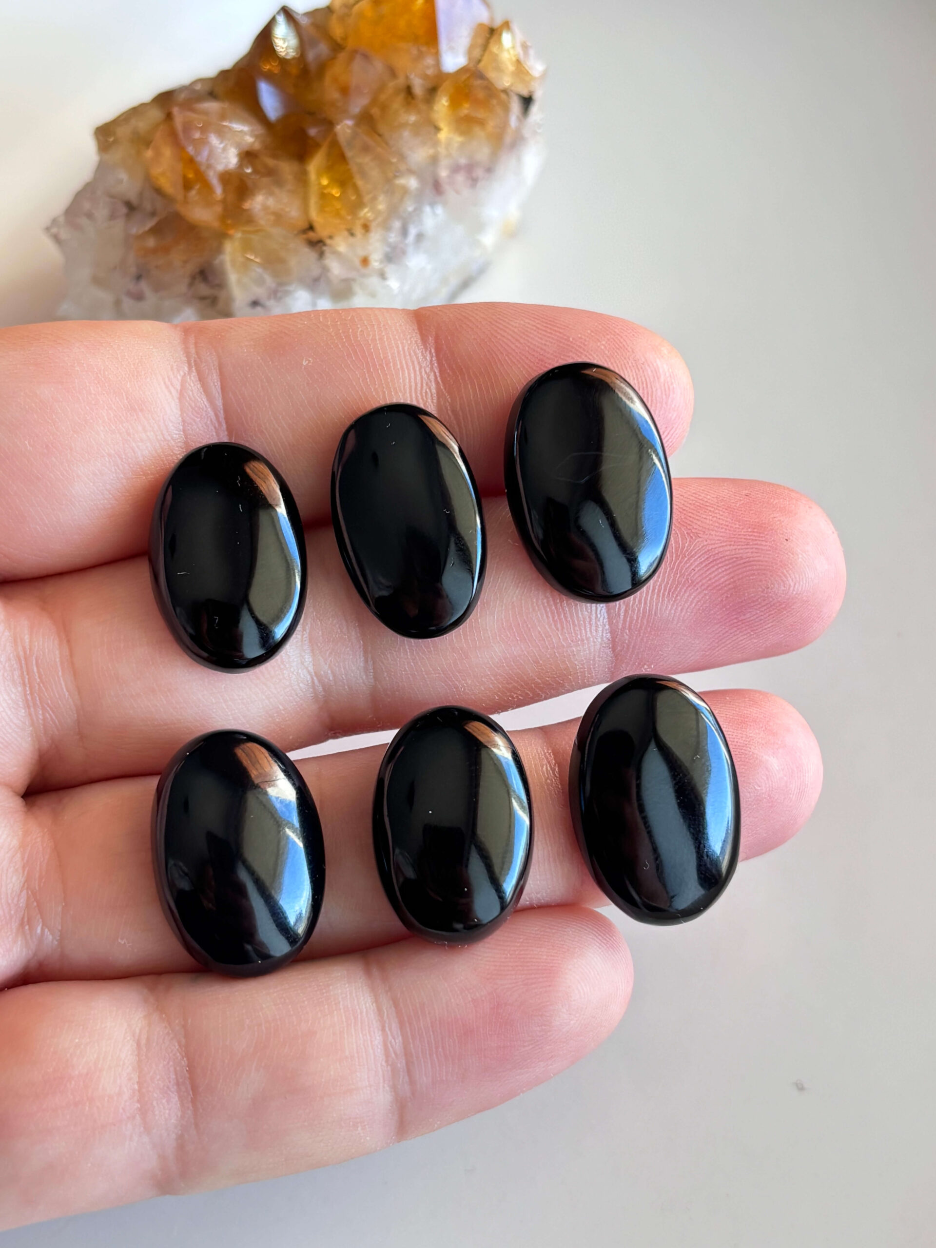 22–24 Oval Black Onyx Cabochon – Genuine Undyed Stone - Image 2