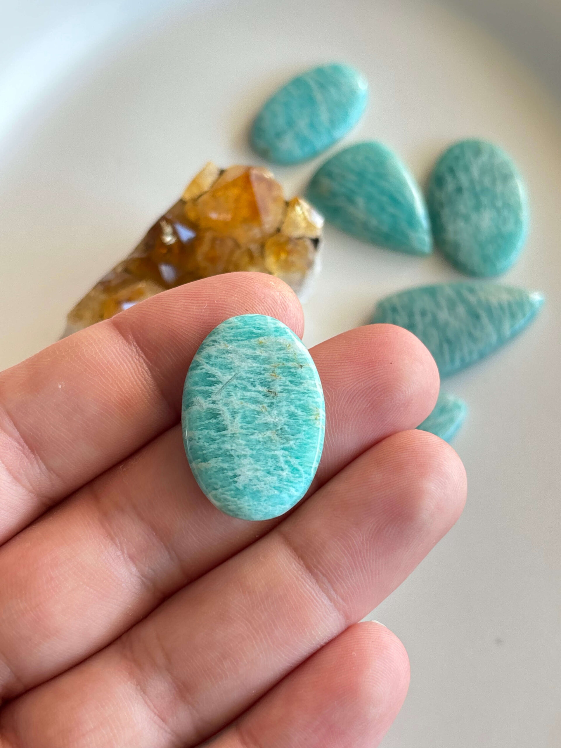 30mm Amazonite Cabochon for Wire Wrapping - Image 2