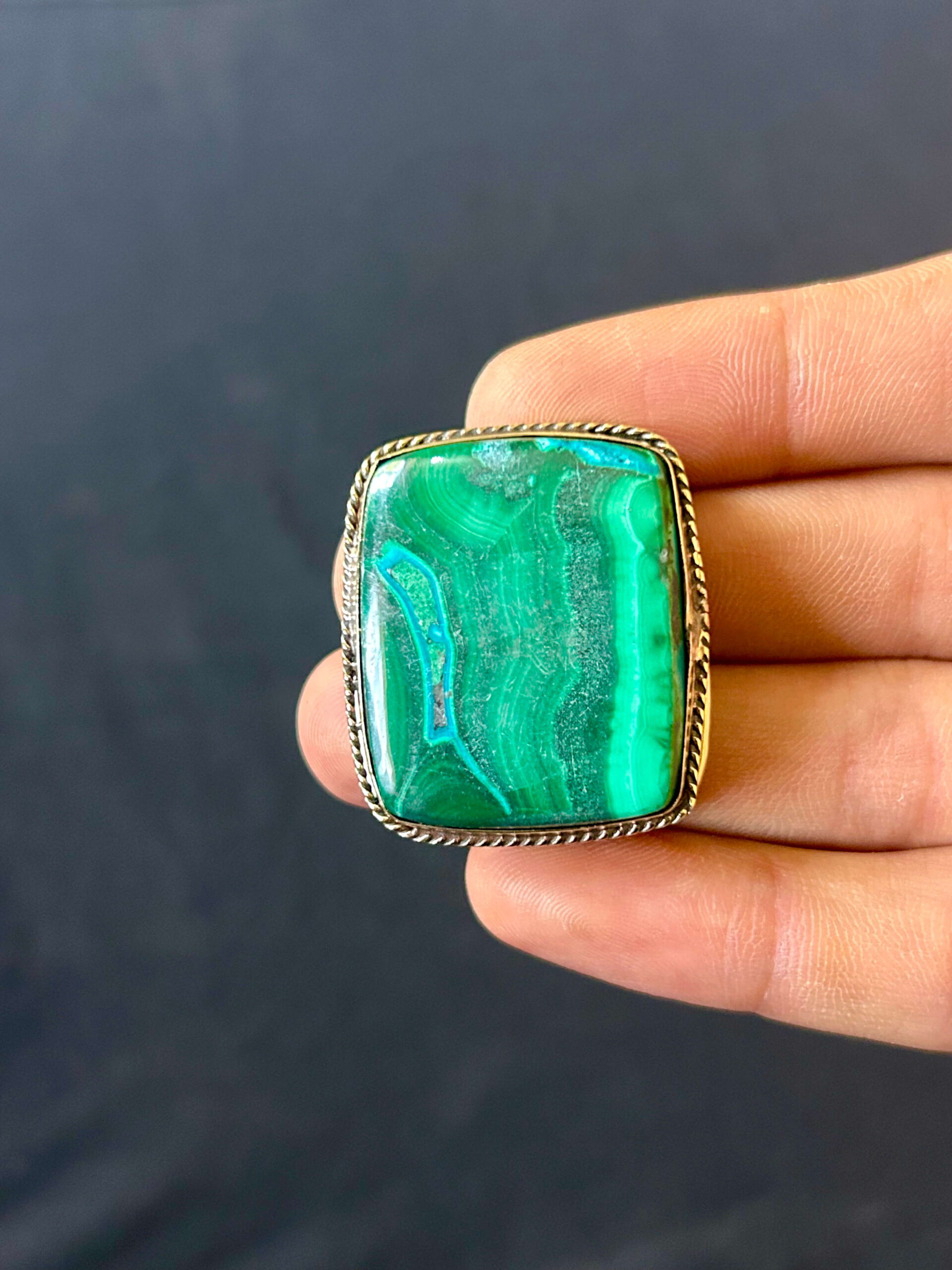 35mm Chrysocolla Malachite Handmade Jewelry Stone