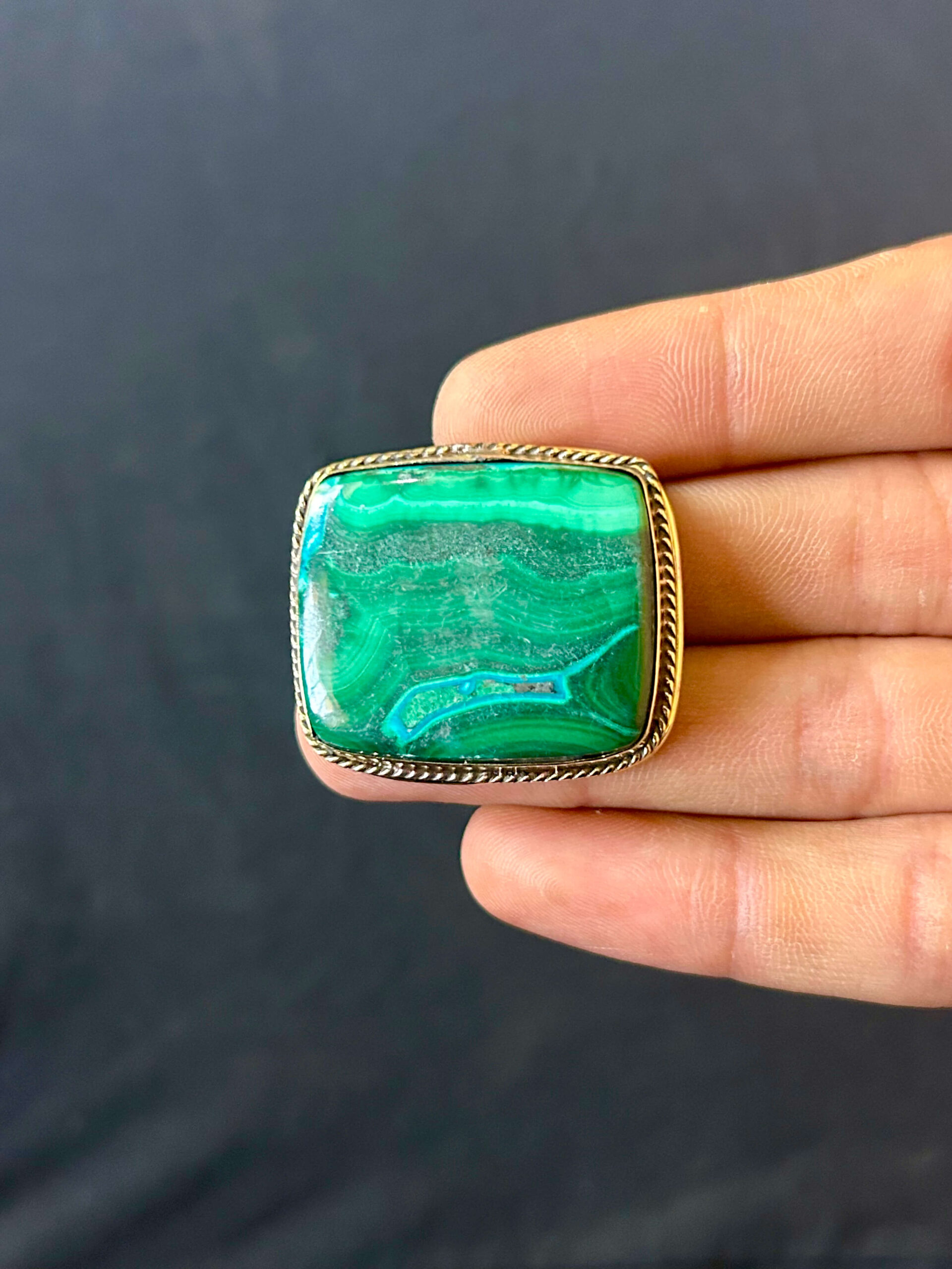 35mm Chrysocolla Malachite Handmade Jewelry Stone - Image 2