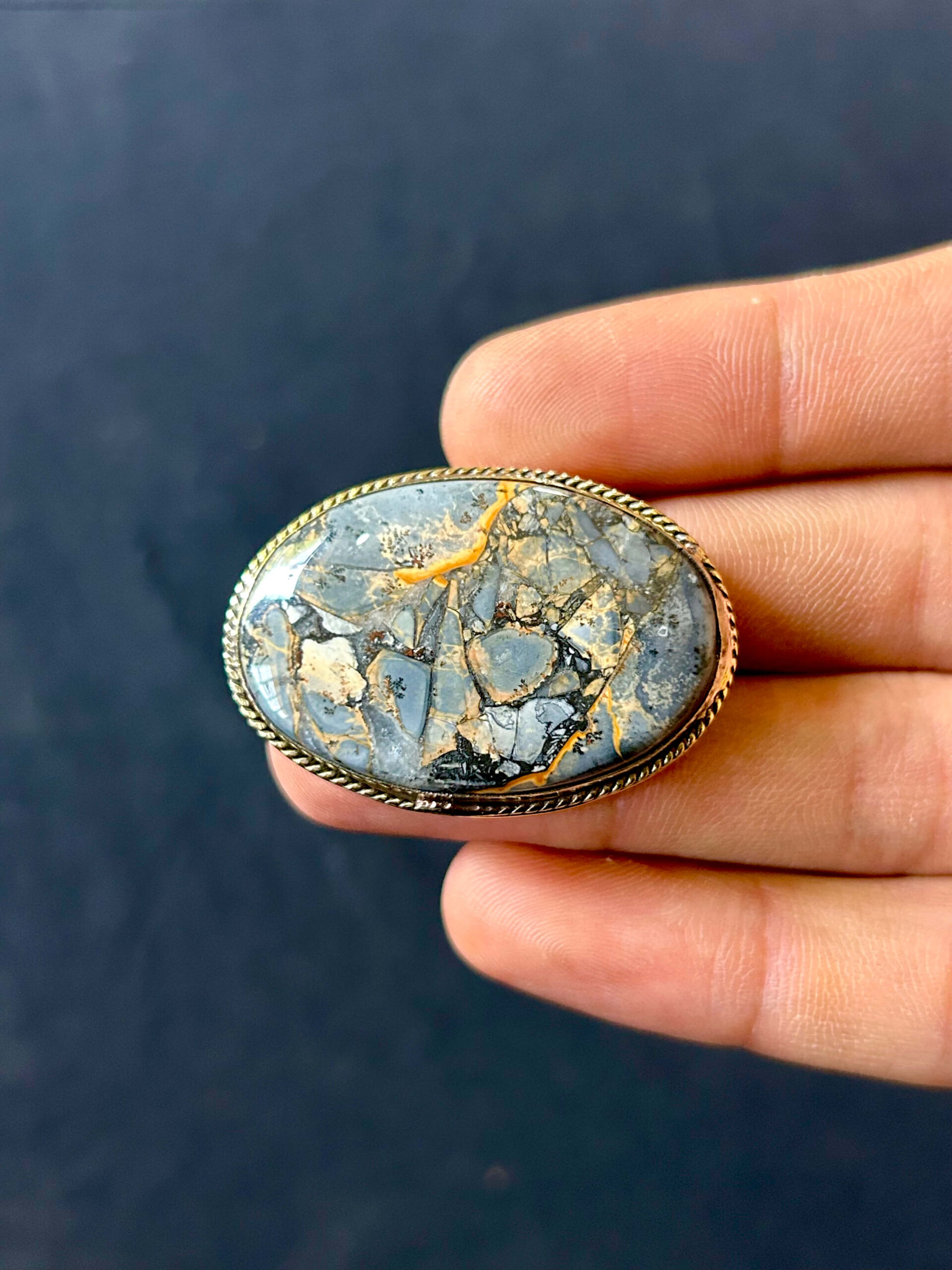 38mm Maligano Jasper Grooved Stone – One of a Kind - Image 2