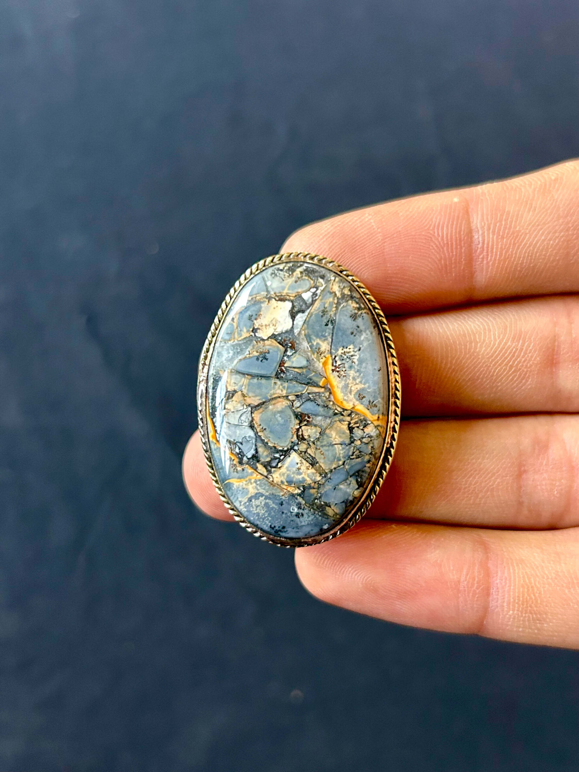 38mm Maligano Jasper Grooved Stone – One of a Kind