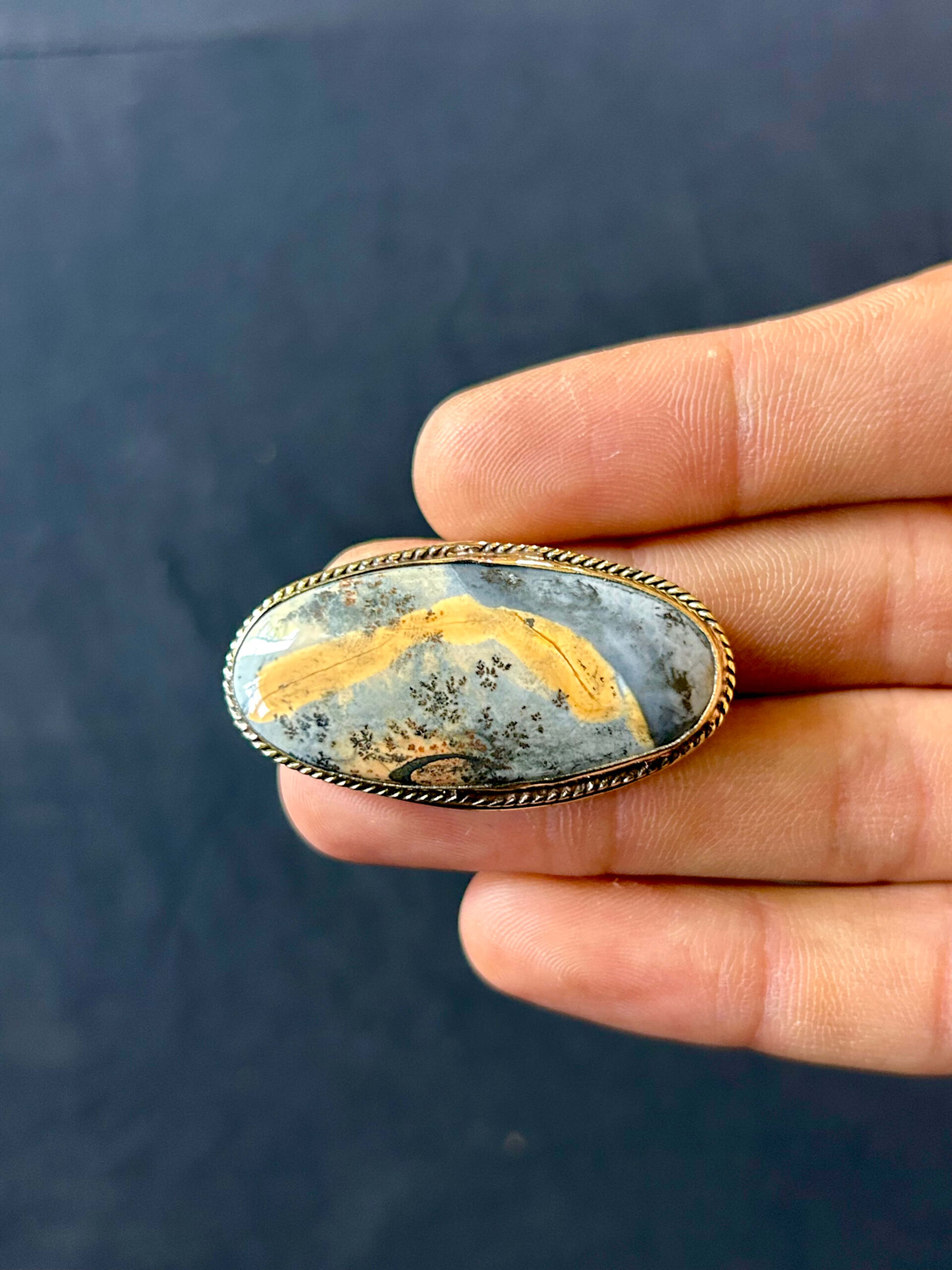 40mm Maligano Jasper Stone with Brass Groove - Image 2