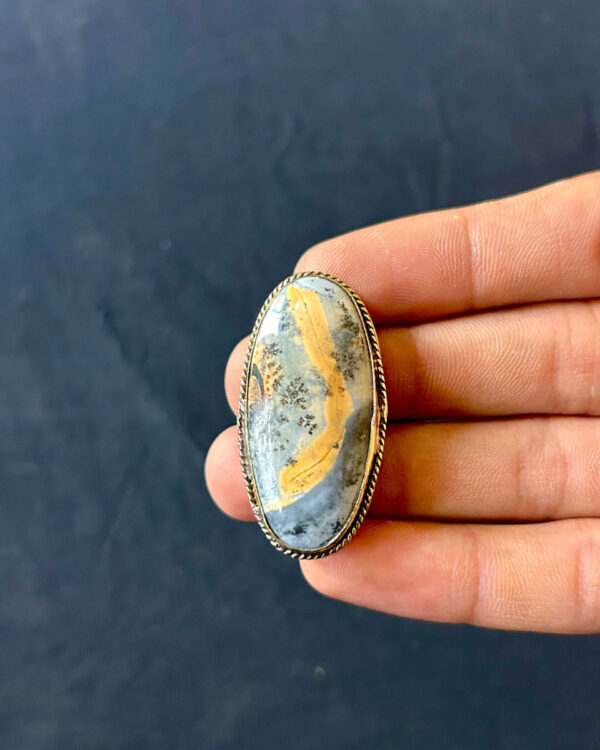 40mm Maligano Jasper Stone with Brass Groove