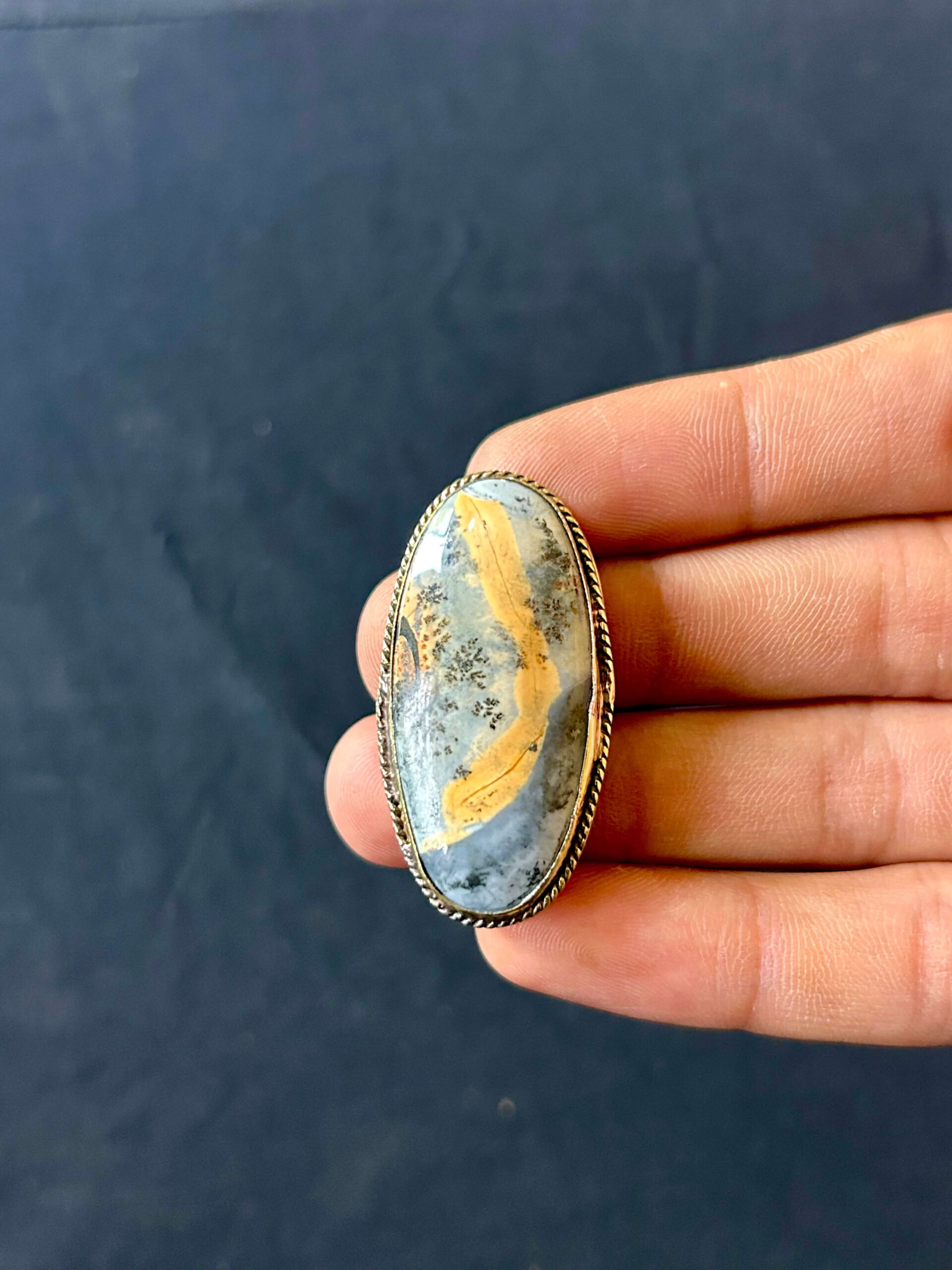 40mm Maligano Jasper Stone with Brass Groove