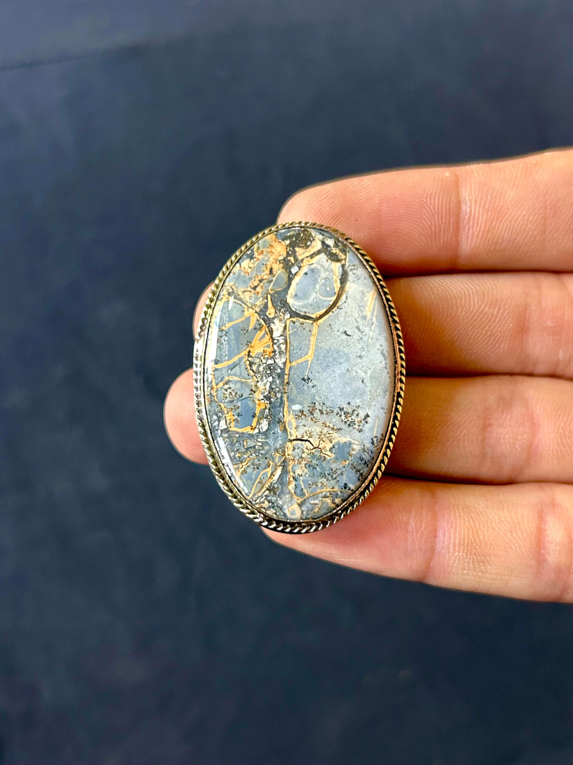 42mm Large Maligano Jasper Grooved Stone