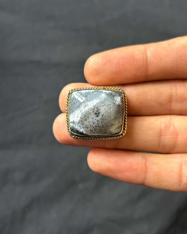 25mm Dendrite Opal Grooved Cabochon