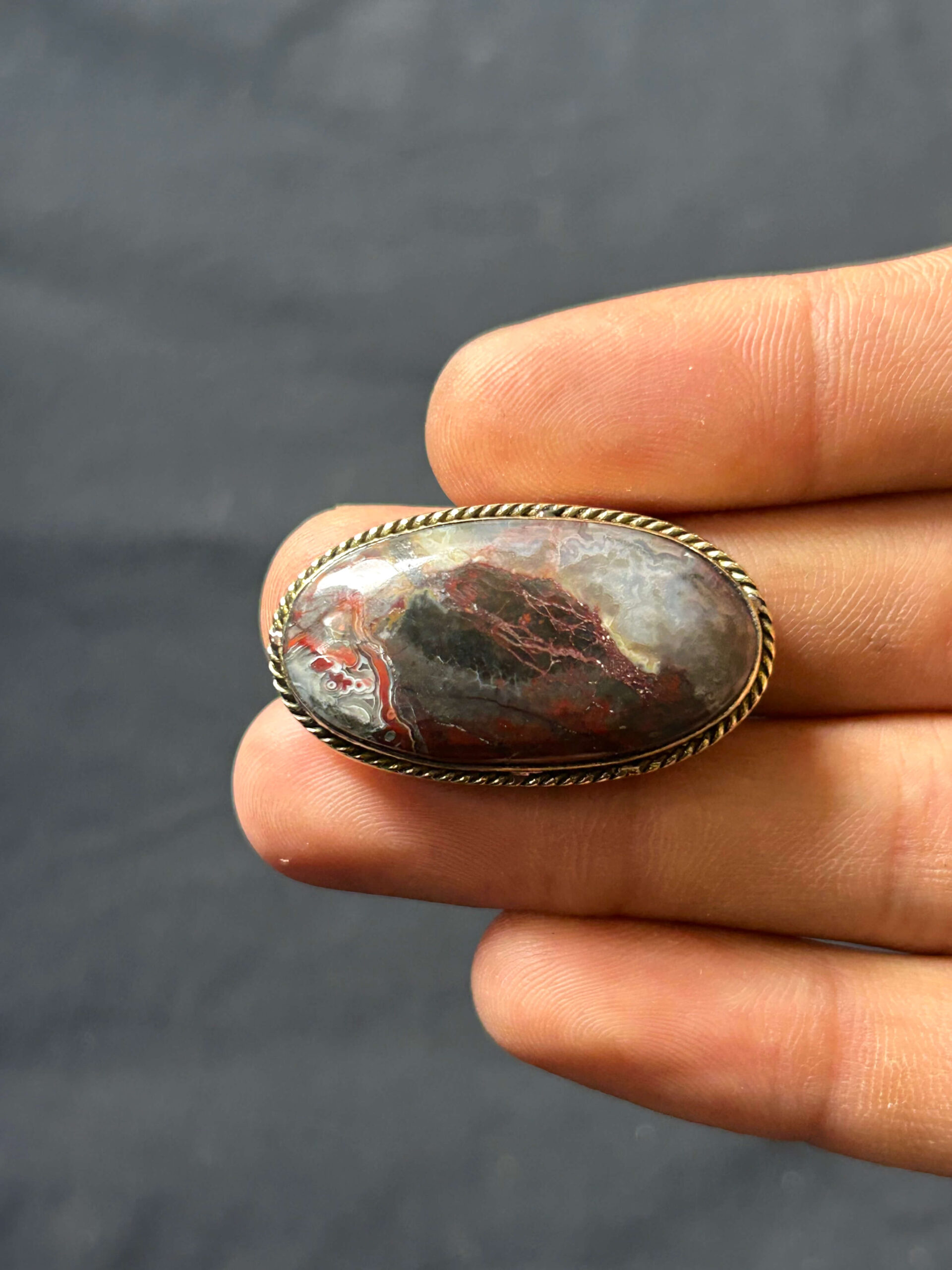 34mm Natural Crazy lace Agate Grooved Stone
