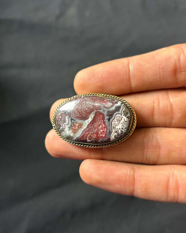 37mm Natural Crazy lace Agate Grooved Gemstone