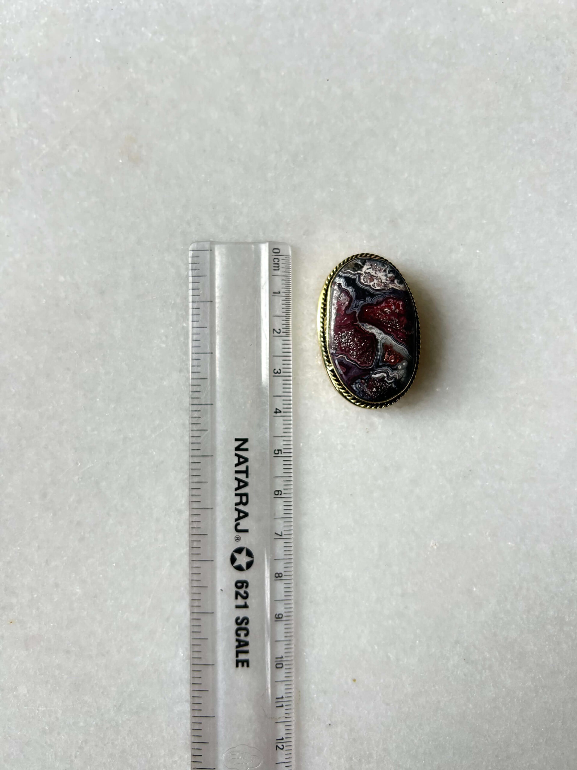 37mm Natural Crazy lace Agate Grooved Gemstone - Image 2