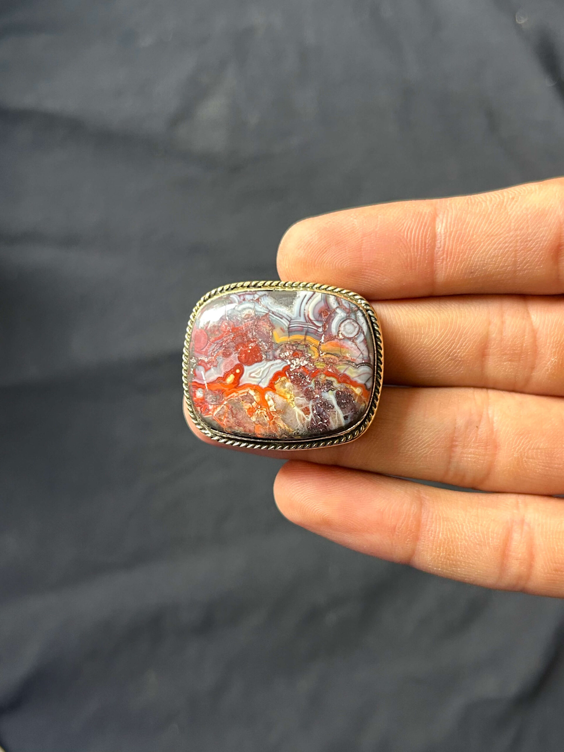 33mm Crazy lace Agate Artisan Grooved Stone