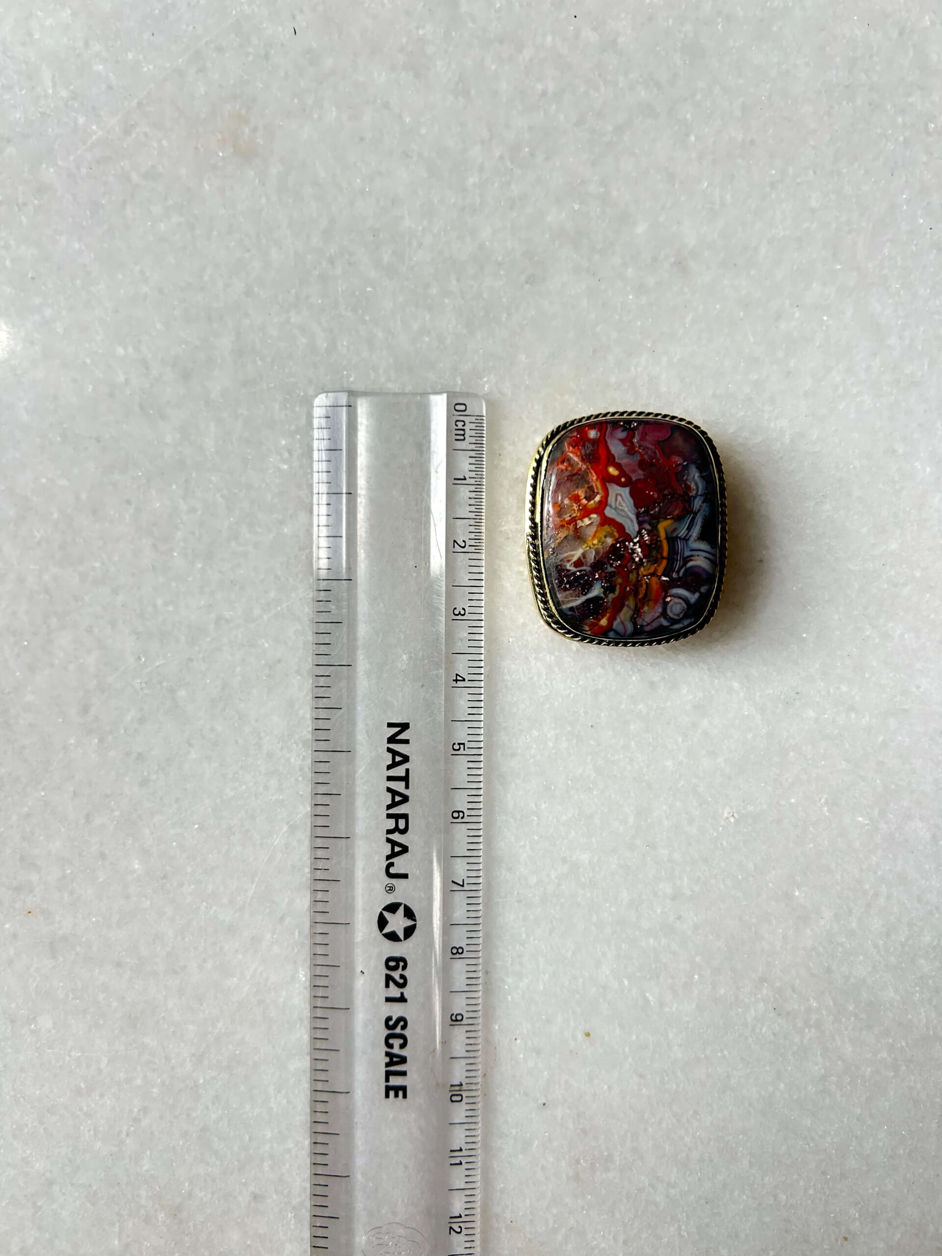33mm Crazy lace Agate Artisan Grooved Stone - Image 2