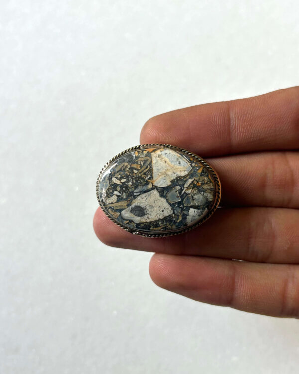 35mm Maligano Jasper Grooved Cabochon for Pendant Making