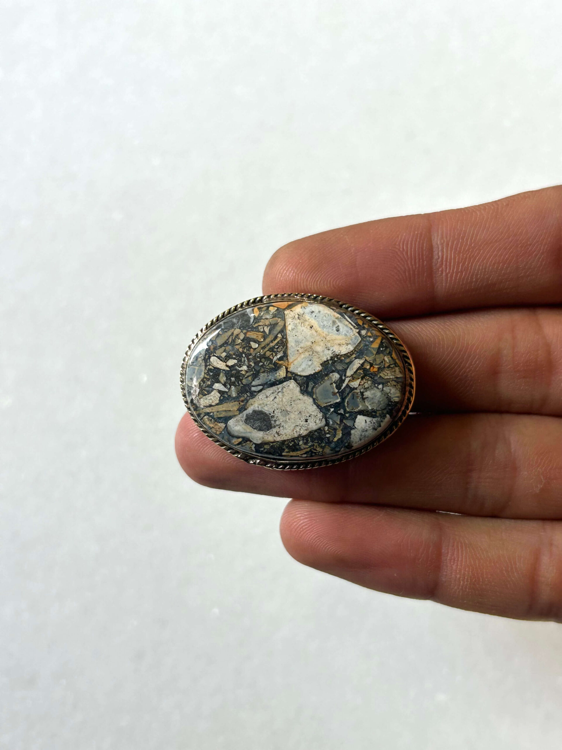 35mm Maligano Jasper Grooved Cabochon for Pendant Making