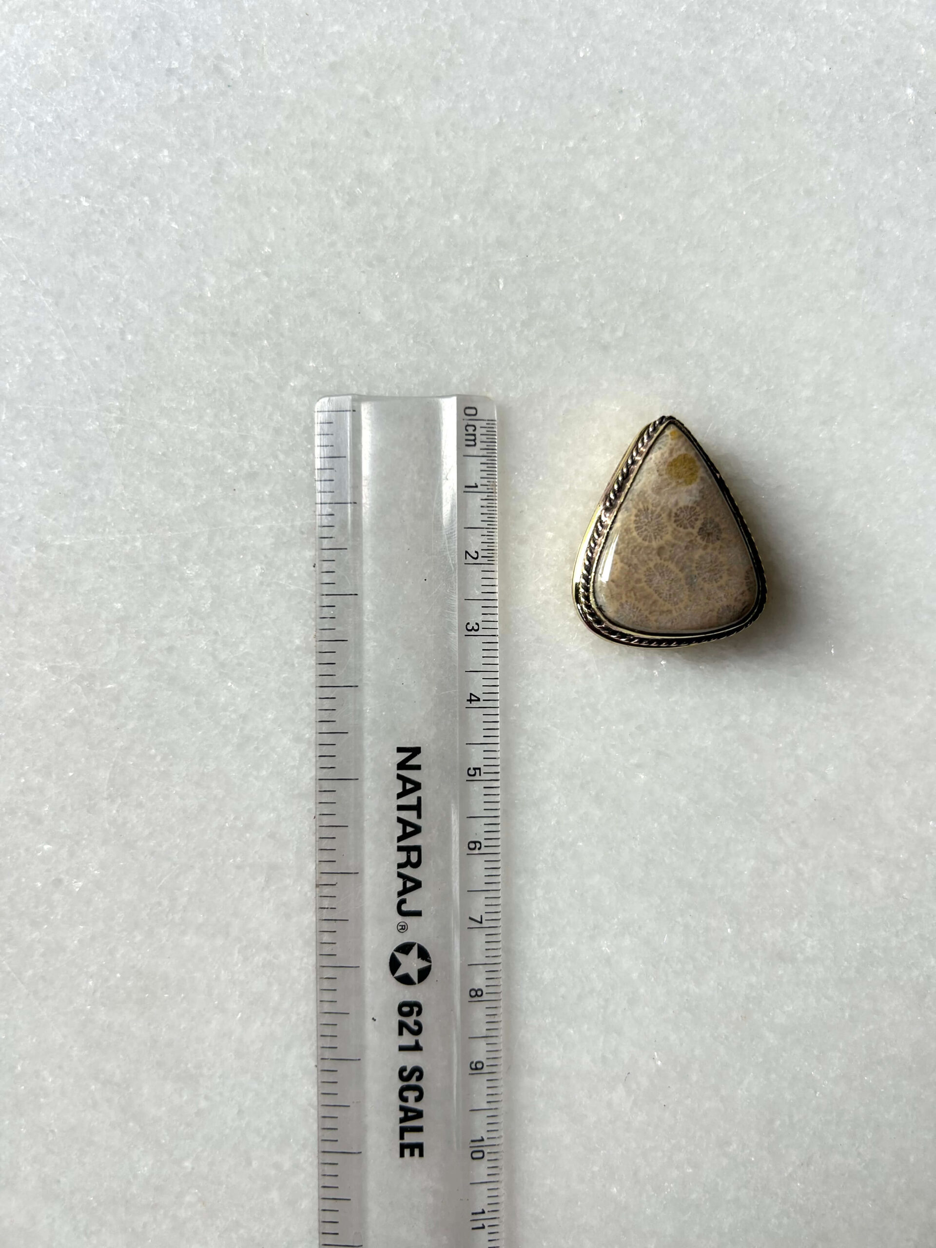 31mm Fossil Coral Grooved Stone for Micro Macramé - Image 2