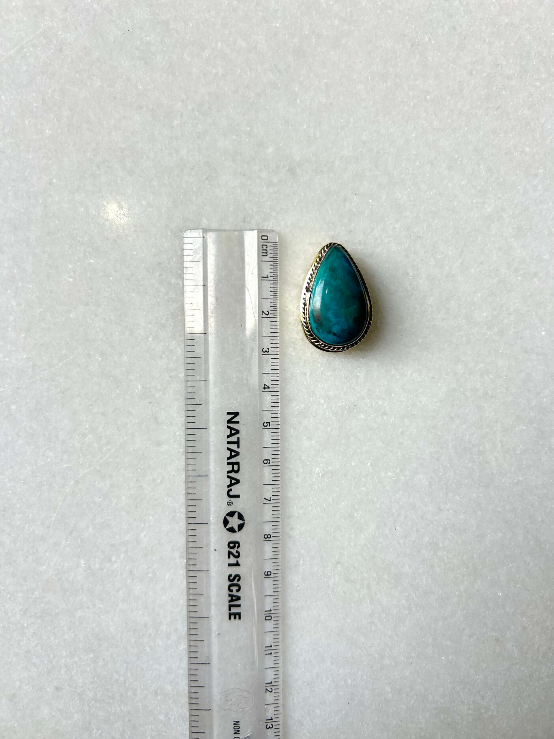 Natural Azurite Gemstone with Groove – 27mm - Image 3