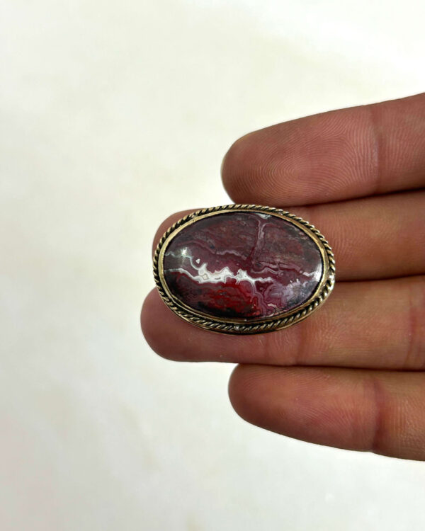 30mm Crazy Lace Agate Grooved Cabochon with Brass Groove
