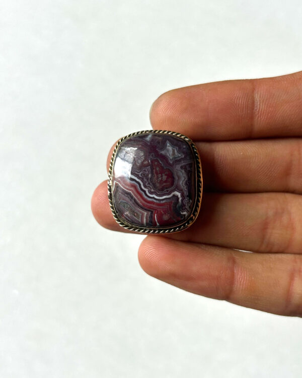 26mm Crazy Lace Agate Grooved Cabochon with Brass Groove