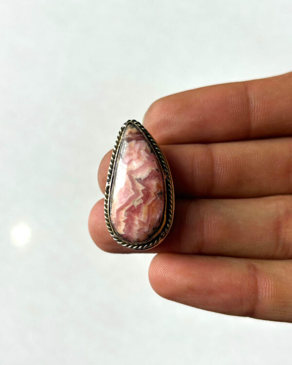 31mm Rhodochrosite Grooved Cabochon with Brass Groove