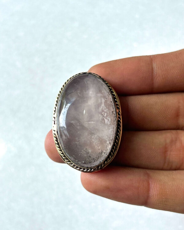 38mm Rose Quartz Grooved Cabochon with Brass Groove
