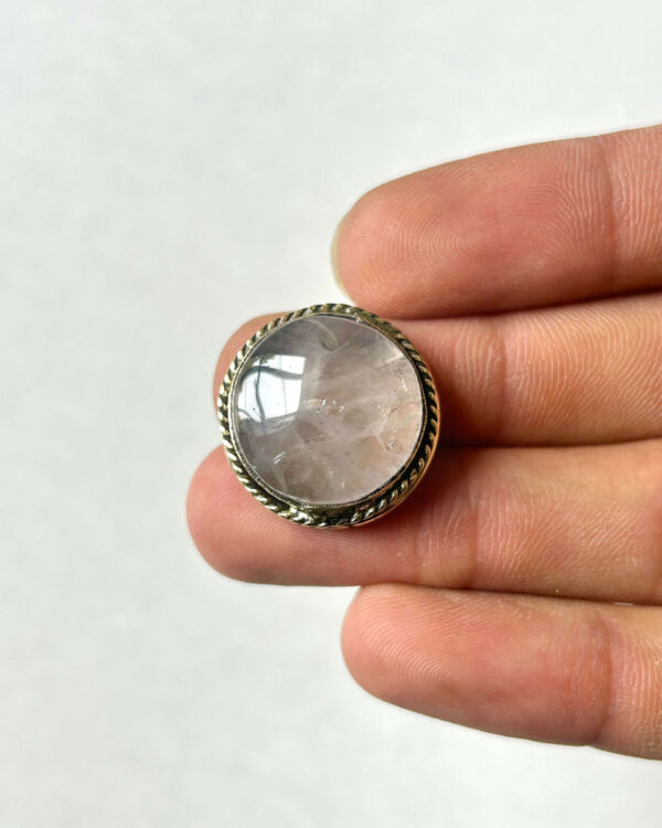 Rose Quartz Grooved Stone – 22X21mm