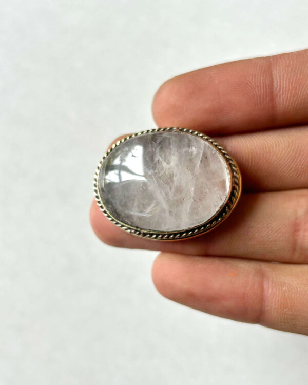 Rose Quartz Grooved Stone – 32X24mm