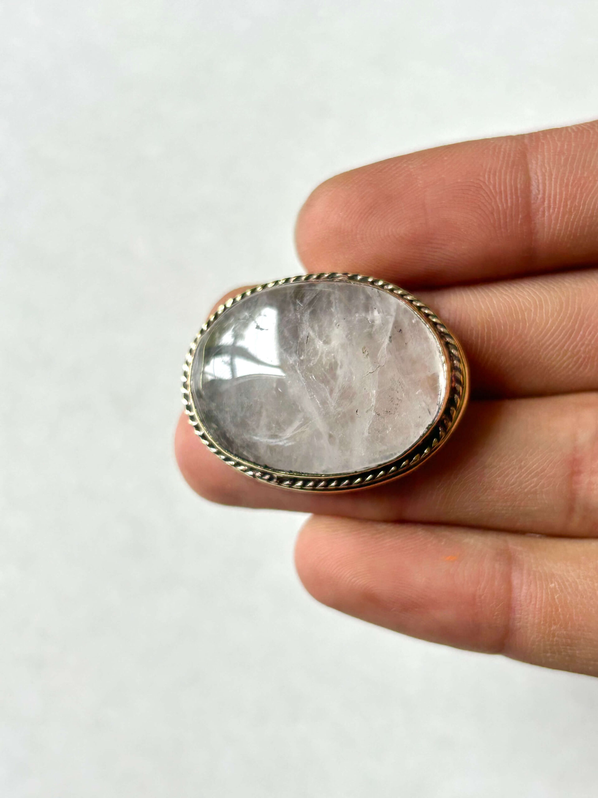 Rose Quartz Grooved Stone – 32X24mm