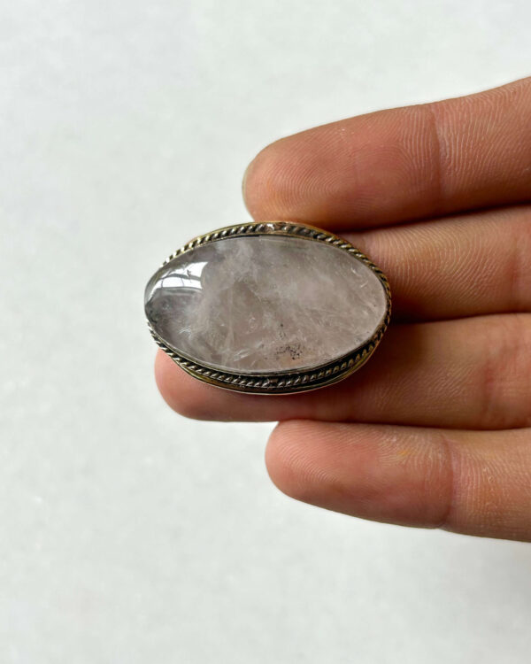 Rose Quartz Grooved Stone – 34X22mm