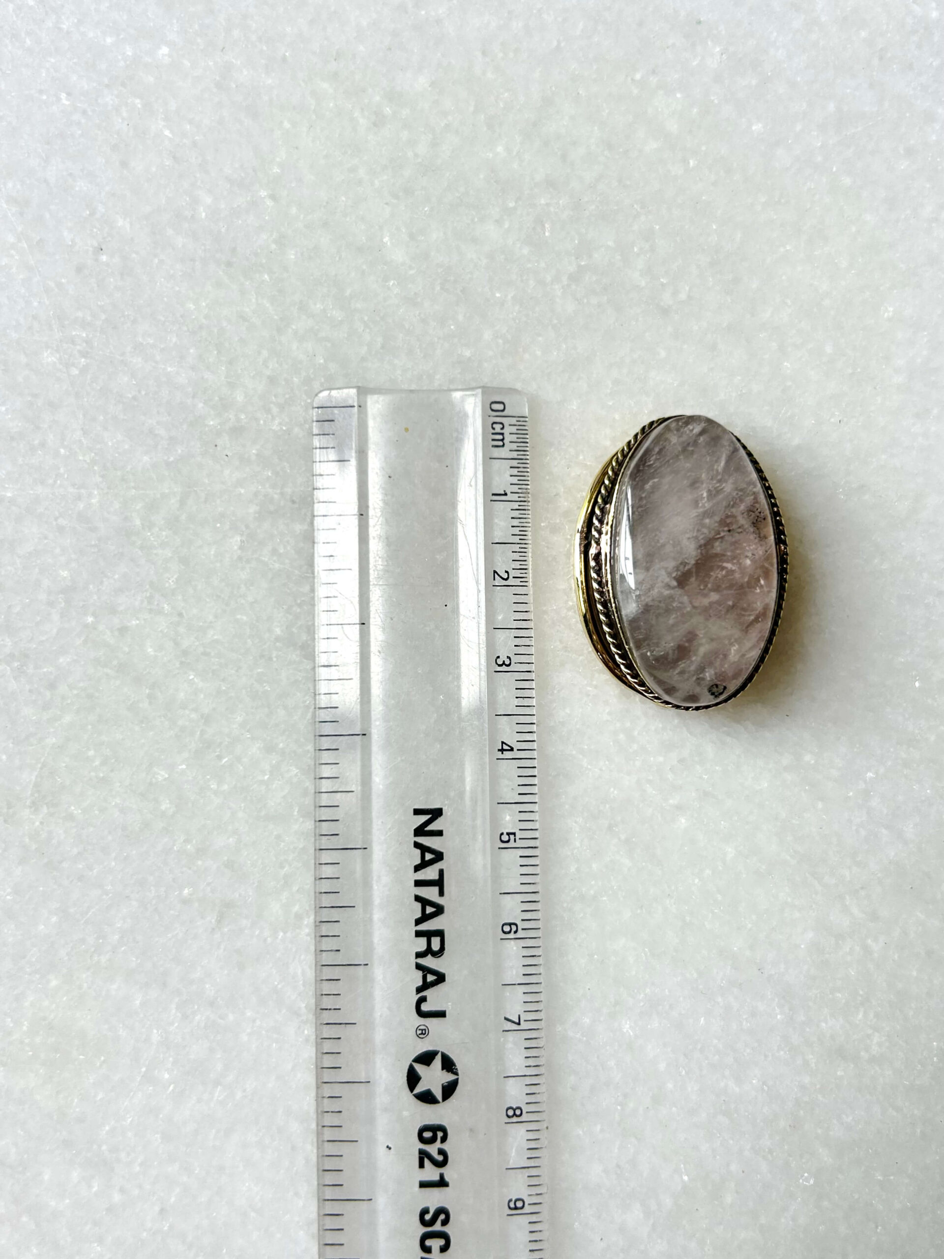 Rose Quartz Grooved Stone – 34X22mm - Image 2