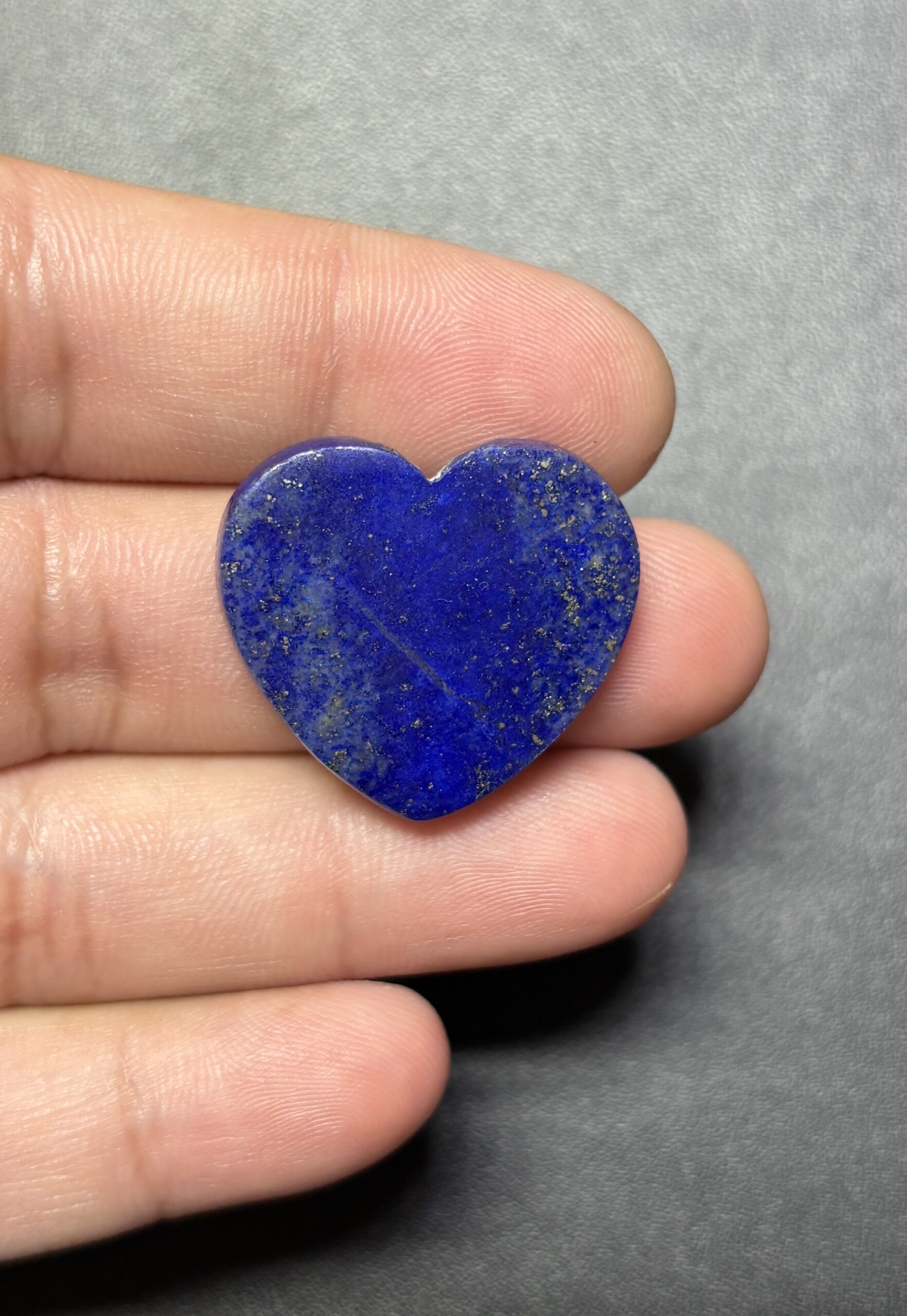 24mm Lapis Lazuli Heart Cabochon with Golden Pyrite
