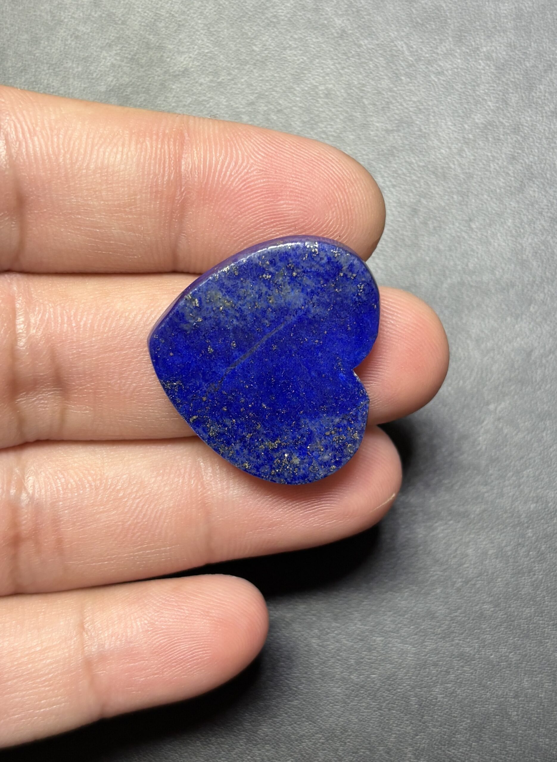 24mm Lapis Lazuli Heart Cabochon with Golden Pyrite - Image 2