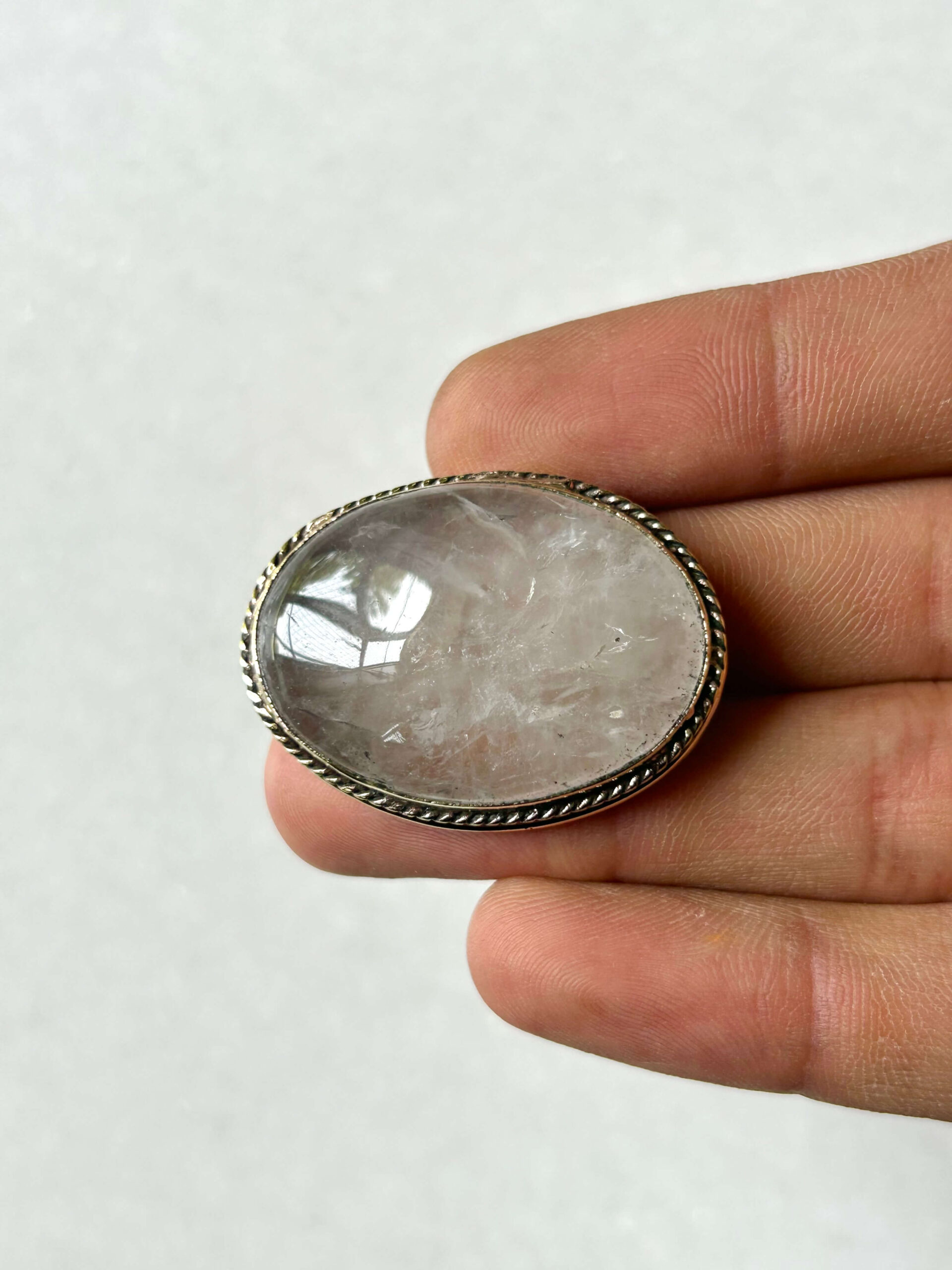 Rose Quartz Grooved Stone – 36X26mm