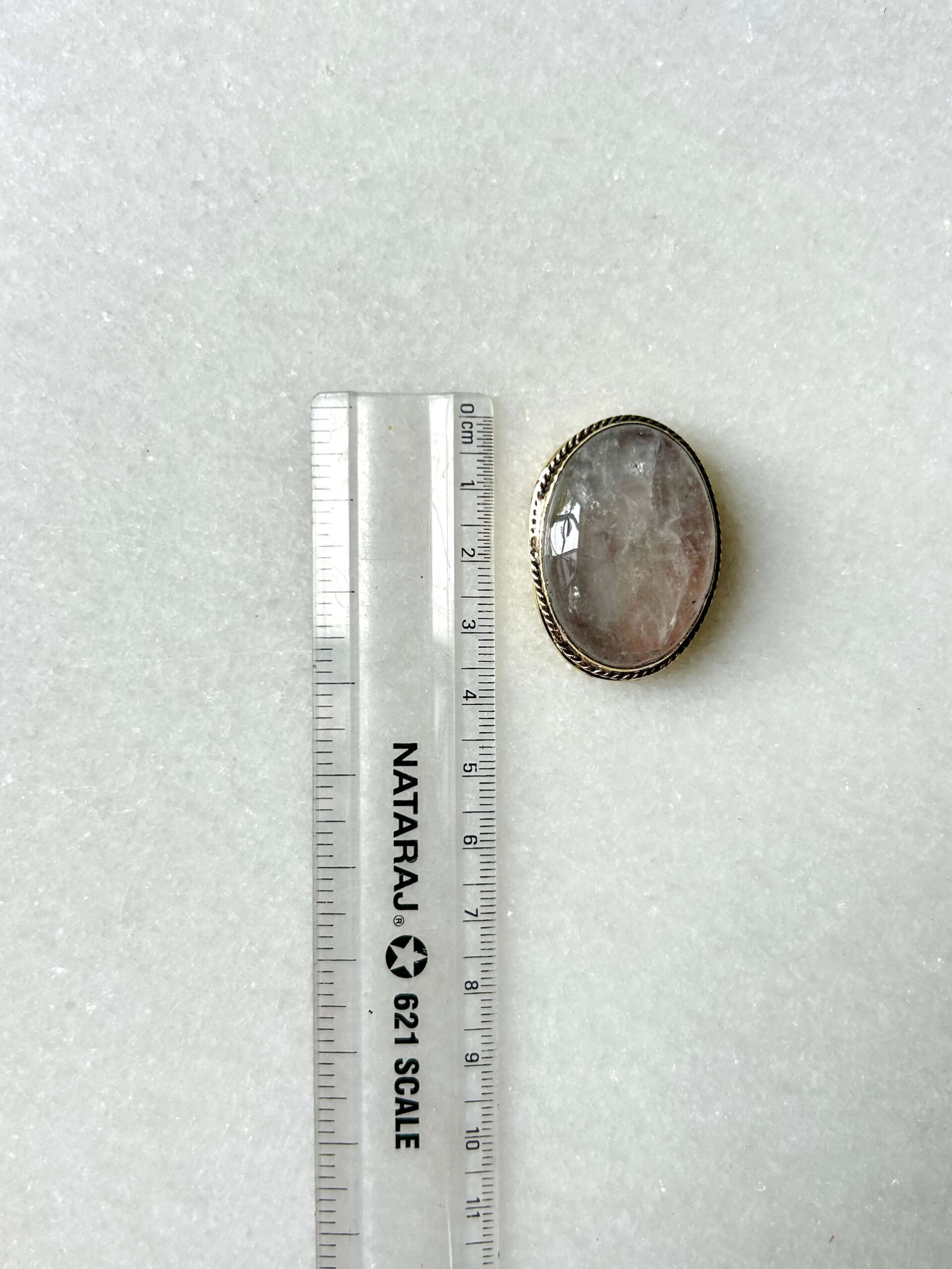 Rose Quartz Grooved Stone – 36X26mm - Image 2