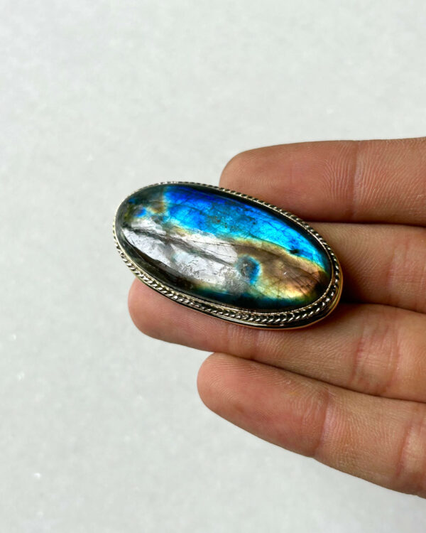 Purple Labradorite Grooved Stone – 47X24mm