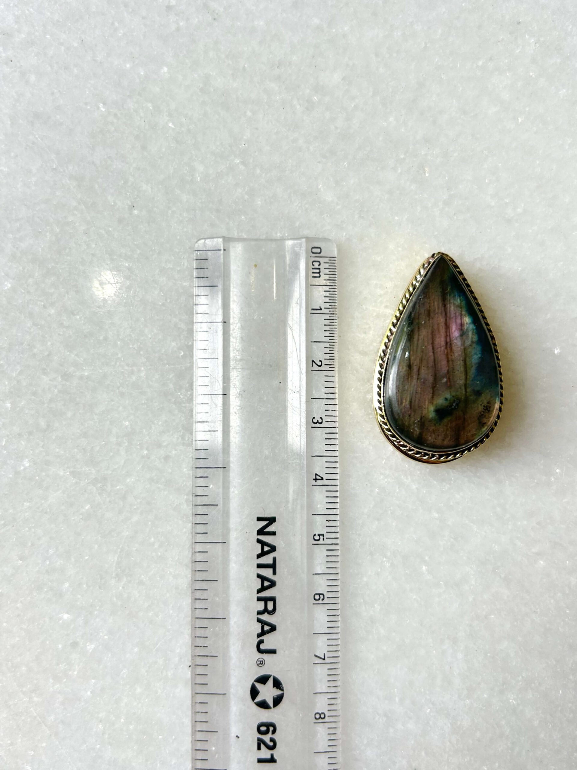 Purple Labradorite Grooved Stone – 35X21mm - Image 2