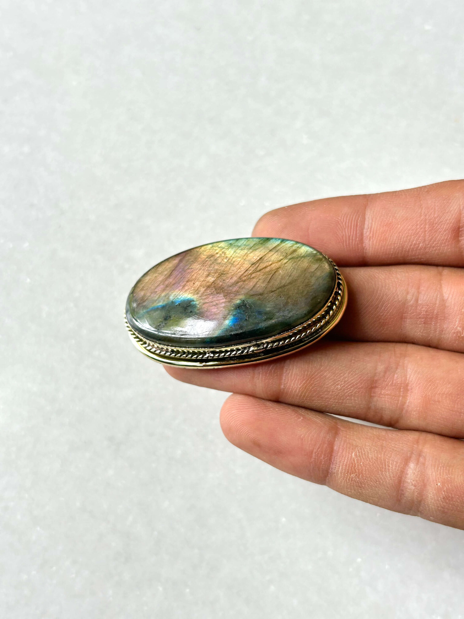 Purple Labradorite Grooved Stone – 47X27mm