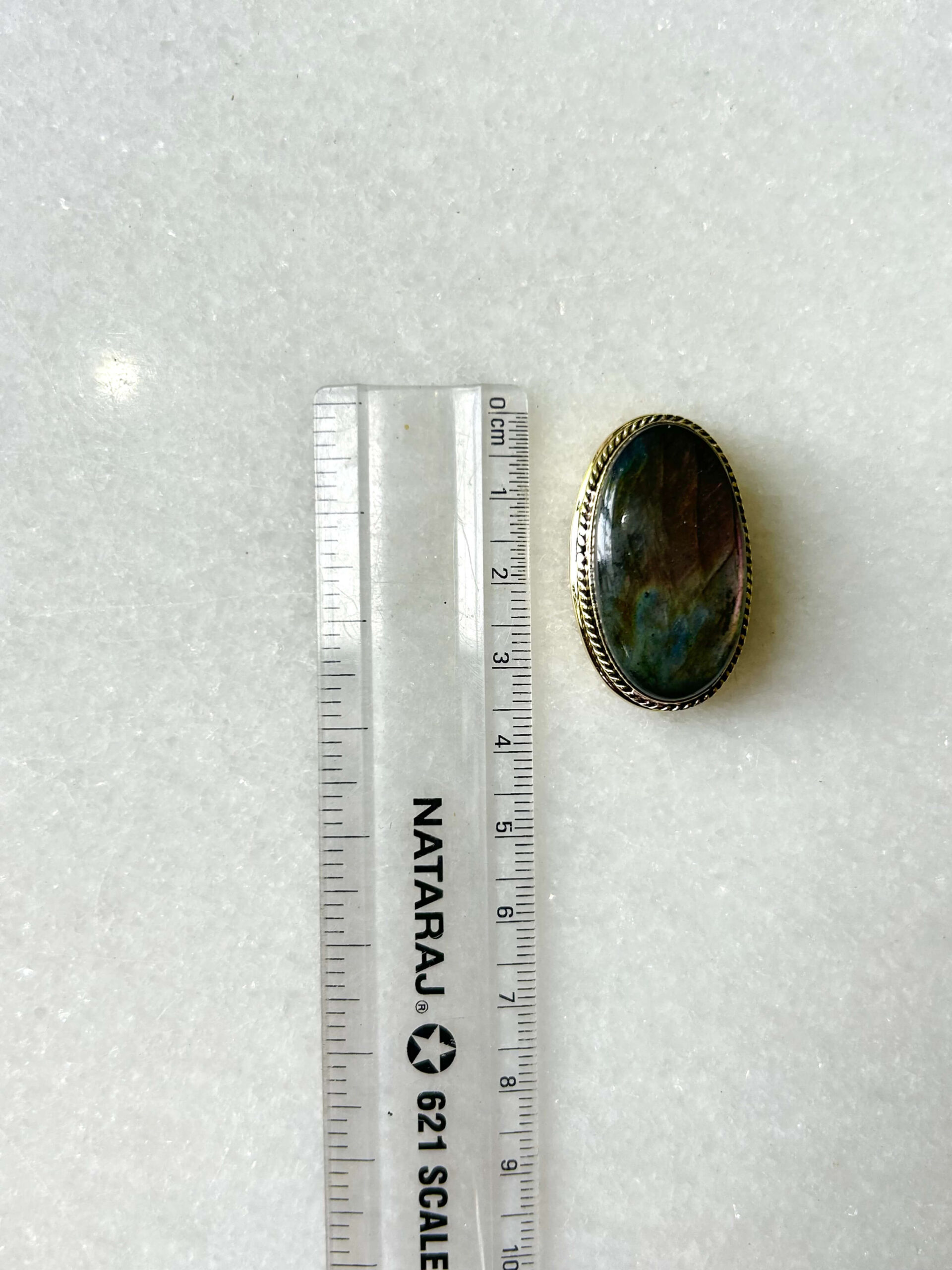 Purple Labradorite Grooved Stone – 34X20mm - Image 2