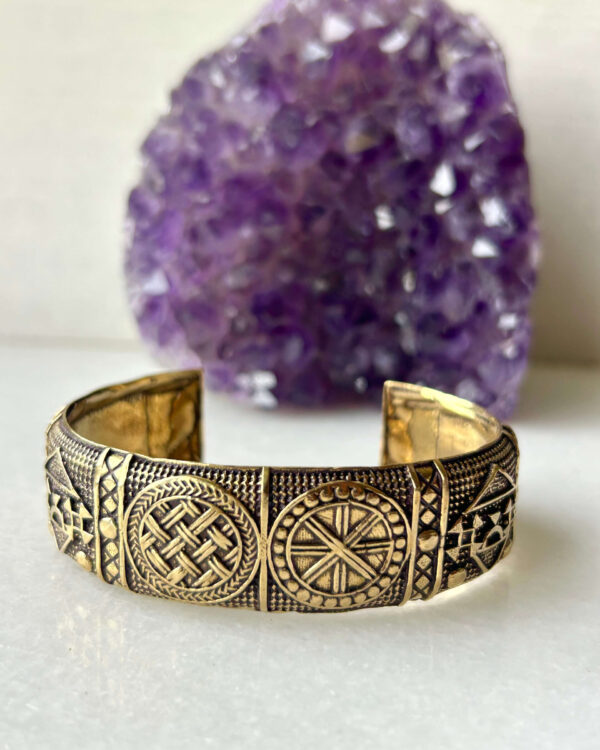 Tribal Pattern Brass Cuff Bracelet