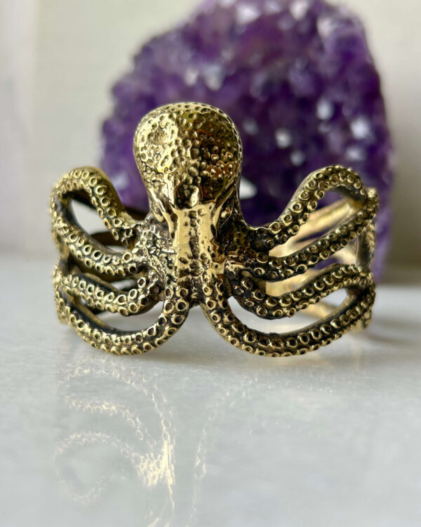 Octopus Statement Brass Cuff Bracelet