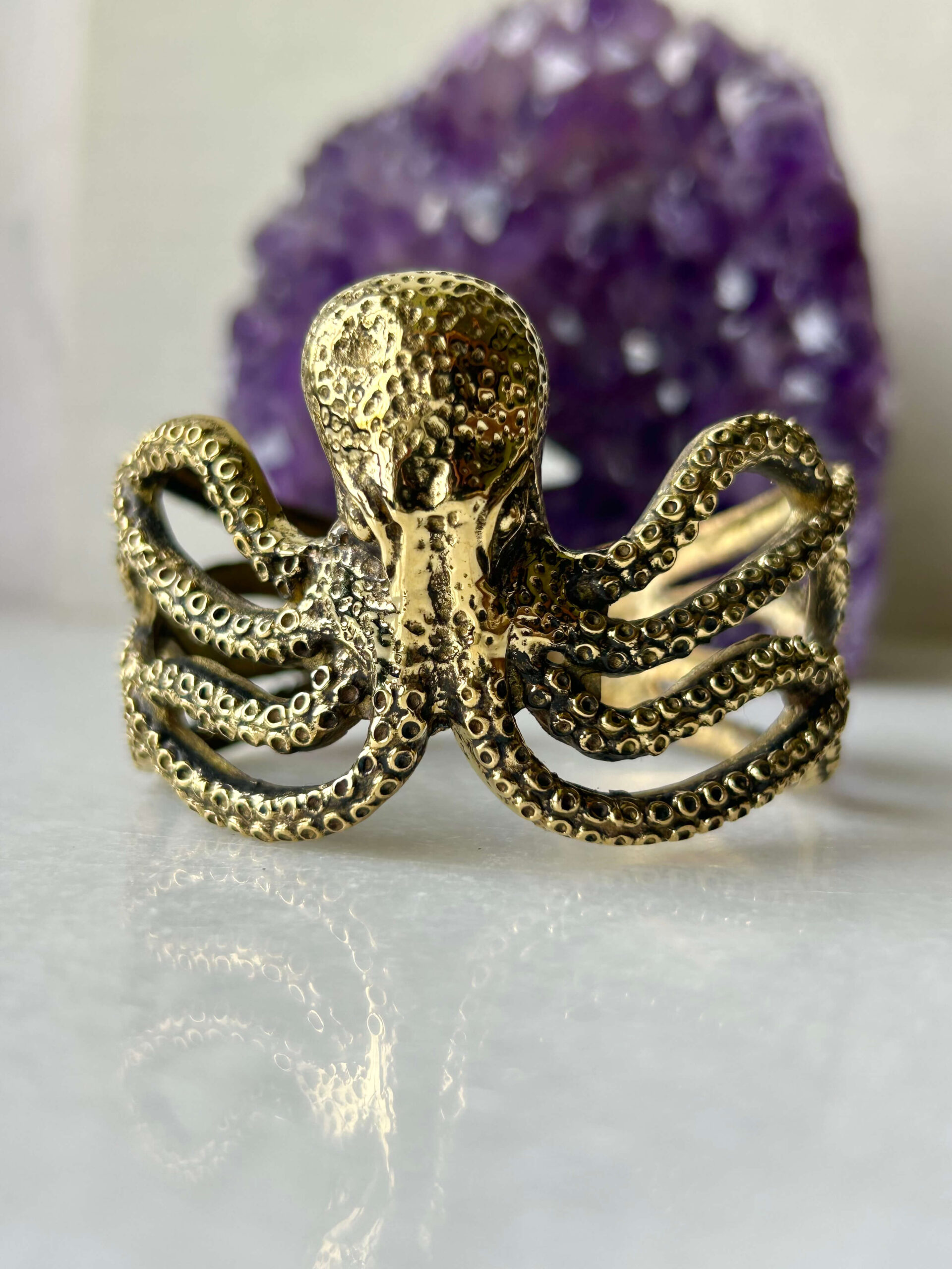 Octopus Statement Brass Cuff Bracelet